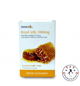 رويال جيلي فاركو 1000mg مكمل غذائى و مقوى عام يعمل على تقويه الجهاز المناعى وتقويه المناعة فى حالات الضغط والإجهاد النفسي و يساعد على استعادة واسترداد النشاط الحيويه
