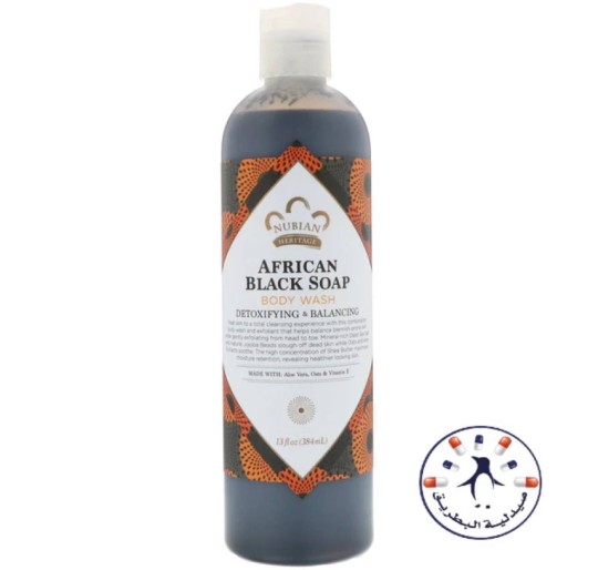 صابون أفريقي سائل بالصبار والشوفان 384 ملل     Nubian Heritage, Body Lotion, African Black Soap, 13 fl oz (384 ml)
